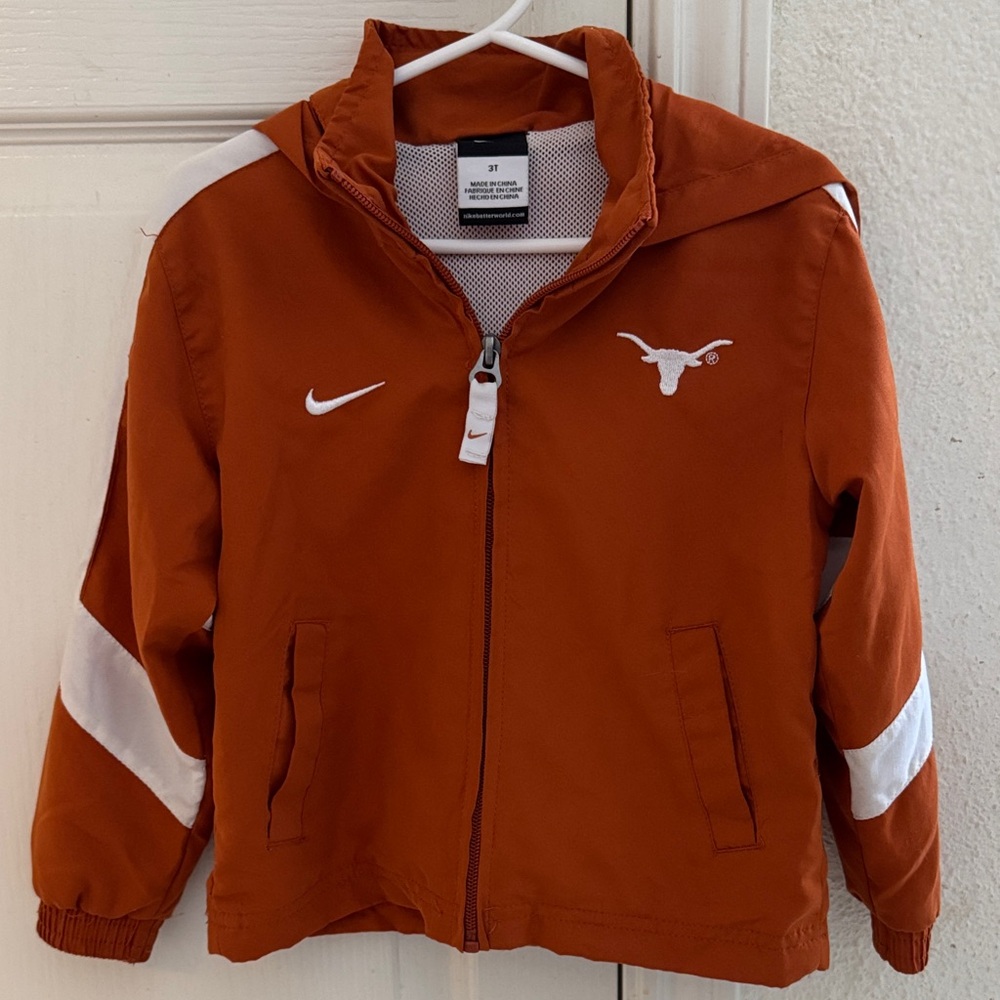 Nike Toddler Kids TX UT Longhorn Burnt Orange and White Light Jacket Windbreaker
